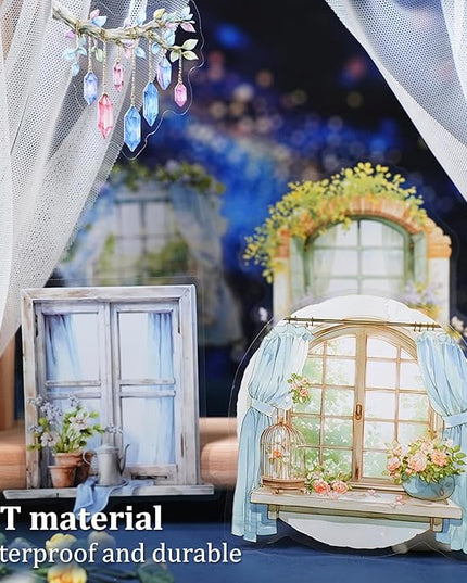 AuriicLeaf Romantic Window PET Stickers, 96pcs Dreamy Floral and String Light Decorative Sticker for Scrapbooking, Journaling, DIY Crafts, Planner Supplies