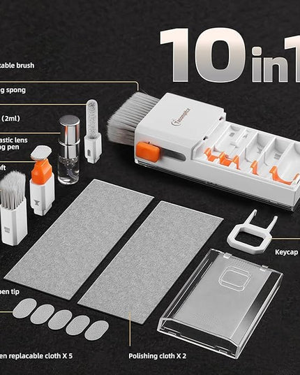 Keyboard Cleaner Laptop Cleaning Kit, All-in-One Keyboard Cleaning Kit, Laptop Cleaner Tool for MacBook iPad iPhone Computer, Portable Electronics Brush Tool for Tablet PC Camera Lens Earbuds Monitor
