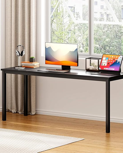 DlandHome 71 inches X-Large Computer Desk, Composite Wood Board, Decent and Steady Home Office Desk/Workstation/Table,Black,23.6Wide