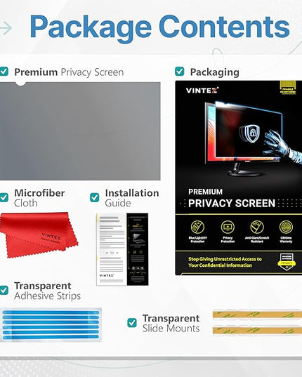 VINTEZ 29 Inch 21:9 Privacy Screen for Computer Monitor and Laptop - Anti Glare Protector Film Blue Light Filter Eye Protection - Computer Screen Privacy Shield, [1 Pack]