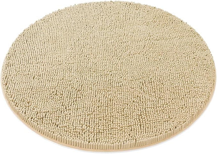 MAYSHINE Round Area Rug Set for Bathroom | Soft Plush Chenille Bath Mat, Water Absorbent Non-Slip Bathroom Rug | Washable Shag Carpet for Shower, Bedroom, or Home Décor | 36"x36" (Round) | Beige