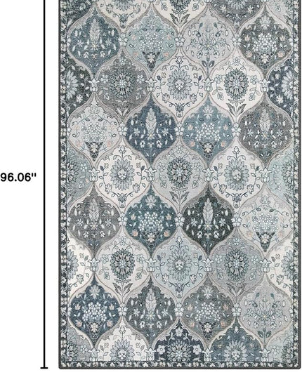 Lahome Moroccan Washable Living Room Rug, 5x8 Rugs for Bedroom Dining Room, Soft Non-Slip Non Shedding Boho Distressed Throw Carpet for Nursery Office, Blue
