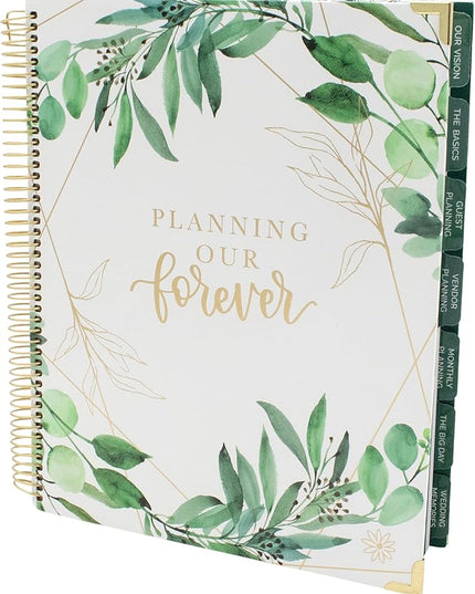 bloom daily planners Hard Cover Wedding Day Planner Bridal Journal & Organizer (Undated) - 9" x 11" - Planning Our Forever