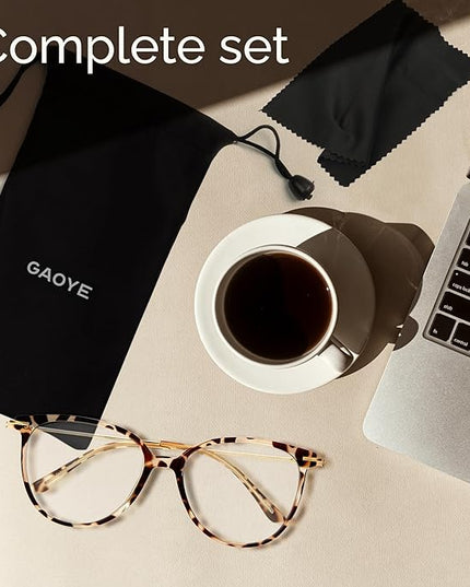 Gaoye Blue Light Blocking Glasses - Trending Round TR90 Frames, Metal Arms, UV400 Protection - Matching Soft Case