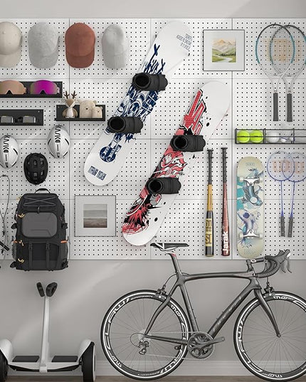 Metal Pegboard,4Pcs Peg Board Panels(12x16 inch) Wall Organizer with 8 Pieces Hooks,White Pegboard Panels Garage Tool Organizer with Screw for Entryway,Craft Room,Workbench