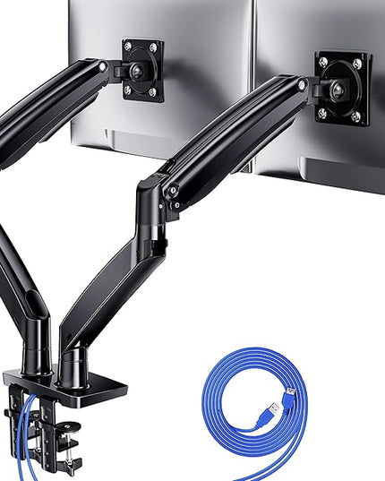 ErGear Dual Monitor Desk Mount up to 40 inches Screens, Max 26.4lbs Capacity Each, Heavy Duty Ultrawide Monitor Arm with USB Ports, Height Adjustable Monitor Stand, VESA 75x75mm or 100x100mm, Black