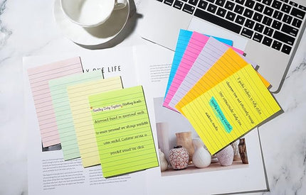 (18 Pack) Lined Sticky Notes 4x6 in Post, Self-Stick Pads Bright Colors Sticky Note, Recyclable, Easy to Post for Home, Office, School