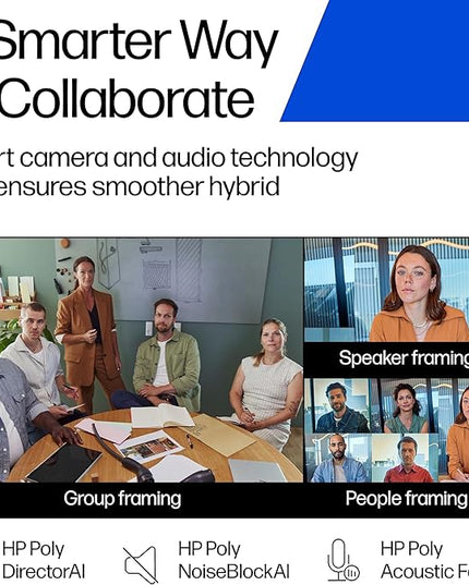 Poly Studio V12 – USB Video Bar for Small Rooms - 4K 20MP Camera, AI-Enhanced Audio, Noise Cancellation, Poly Lens Management - Microsoft Teams, Zoom & Google Meet Compatible - Thoughtfully Made