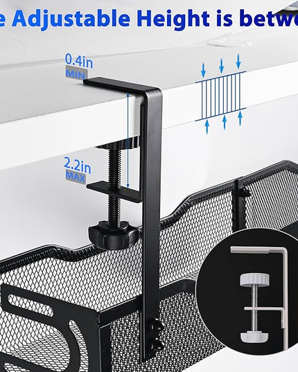 Under Desk Cable Management Box 25.3 Inch – Clamp-Mounted Cable Organizer Tray, Large Cord Management Box for Office & Home, Wire Organizer Under Desk Storage, Black