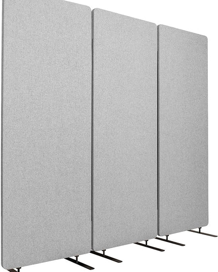 Stand Up Desk Store ReFocus Freestanding Noise Reducing Acoustic Room Wall Divider Office Partition (Cool Grey, 72" x 66", Zippered 3-Pack)