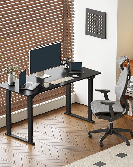 SANODESK 4-Leg Standing Desk, Electric Height Adjustable Desk with Memory Presets for Home Office, Stand up Desk Computer Workstation, 63x28 Inches Black