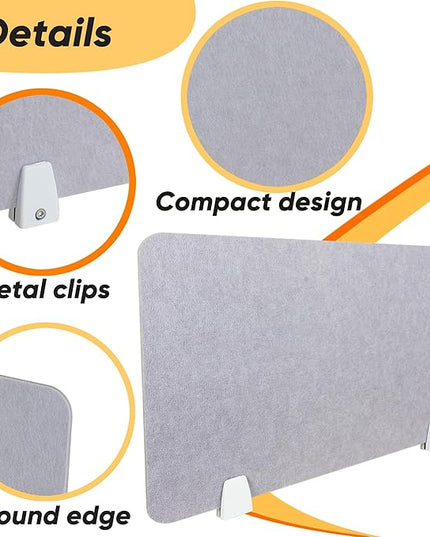 4 Pack Acoustic Desk Panel Privacy Desk Dividers 16x24 Inch Noise Reducing Desk Privacy Panel and Visual Distraction with Metal Clip for Student Offices School (Moonlight Gray)