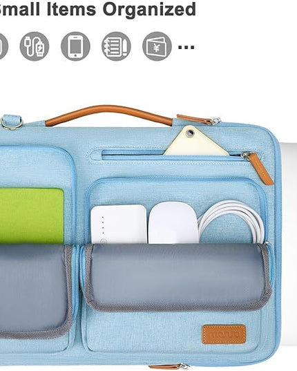 MOSISO 360 Protective Laptop Shoulder Bag,14 inch Computer Bag Compatible with HP Lenovo Dell ASUS Acer, HP, Dell Latitude, Lenovo,Side Open Messenger Bag with 4 Zipper Pockets&Handle, Air Blue