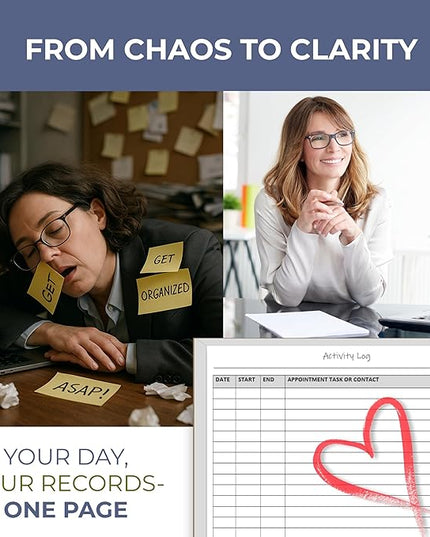 Activity Log Notepads(2 Pack, 50 Pages Each) Pad Planners to List a Task, Action or Contact. A Versatile Work Tool to Track Time & Office Productivity. 8.5 X 5.5, A5 Sheets. Made in the USA.