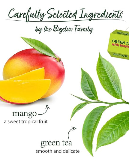Bigelow Tea Green Tea with Mango, Caffeinated Tea with Mango, 20 Count Box (Pack of 6), 120 Total Tea Bags