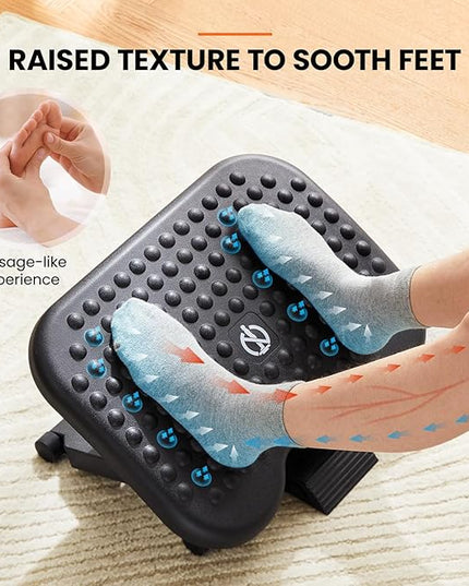 ErGear Under Desk Footrest, Adjustable Foot Rest with 3 Height Settings and 30-Degree Angle, Ergonomic Desk Foot Rest with Massage Texture, Foot and Leg Rest for Home & Office
