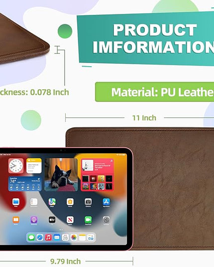 Mouse Pad, PU Mouse Pad，Leather Mouse Pad with Stitched Edge Micro-Fiber Base with Non-Slip Waterproof，Mouse Pad for Computers，Laptop, 8x11Inch (Dark Caramel Brown)