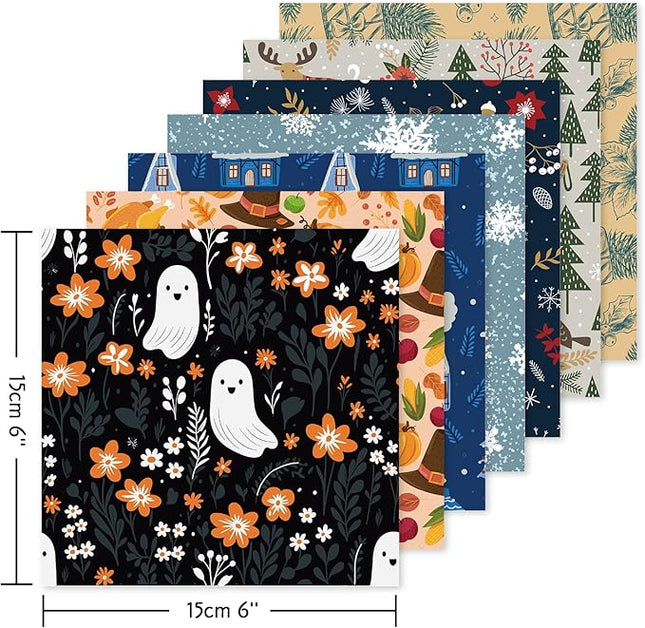 Origami 6x6 Paper Kit 150 Sheets 150 Vivid Colors Double Sided Same Printed Traditional Patterns Square for Arts Crafts Projects Japan Traditional Chiyo.Bohemian