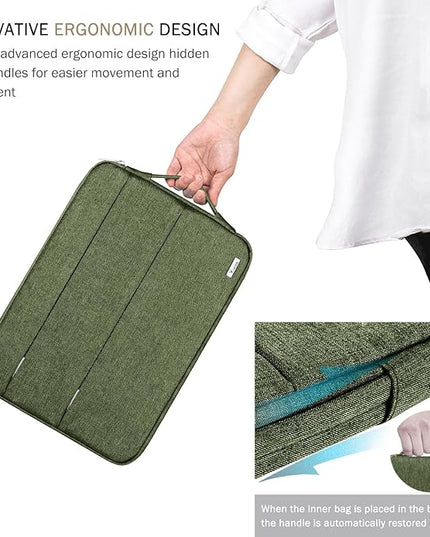 Voova 15.6 16 Inch Laptop Sleeve Case Compatible with MacBook Pro 16 M1/M2/M3/M4 Max 2019-2025, 15.6-16” Hp Lenovo Acer Asus, Waterproof Slim Computer Bag Cover with Handle, Army Green