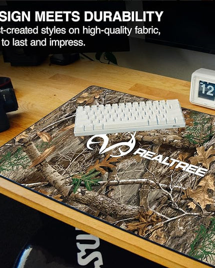 MPCO. Real Tree Large Gaming Desk Pad - 36" x 17" Duraglyde Fabric Edge Green – Without Logo Desk Mats - Non-Slip, Washable, Smooth Glide for Precision Gaming & Work