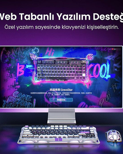GravaStar Mercury V75 HE Keyboard – 75% Hall‑Effect Magnetic‑Switch Gaming Keyboard, 79‑Key, 8000 Hz Polling, 0.005RT, Wired USB-C, RGB Backlit, Adjustable Actuation, Semi‑Aluminum Chassis -Mecha Gray