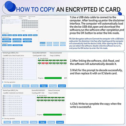 RFID Copier Reader Writer,Multi-Frequency 125kHz 13.56MHz Card Duplicator for Access Control, Home Security & Elevator Cards,Supports IC ID HID UID | Includes Free Software, USB Cable & 15 Blank Cards