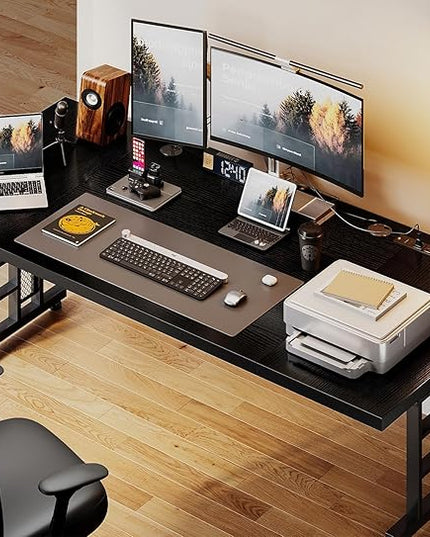 Coleshome 78 Inch Executive Desk with USB Ports, Large Computer Desk with Extra Thick, Long Mordern Office Desk, Workstation Business Furniture for Home Office, Black