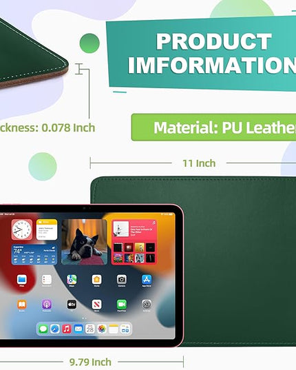 Mouse Pad, PU Mouse Pad，Leather Mouse Pad with Stitched Edge Micro-Fiber Base with Non-Slip Waterproof，Mouse Pad for Computers，Laptop, 8x11Inch (Army Green)
