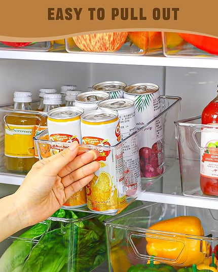 12 Pack Organizers and Storage, Pantry Organization and Storage Bins, Cabinet Organizer, Clear Plastic Storage Containers with Handle，Acrylic Storage Bins (4 Small&4 Middle&4 Large