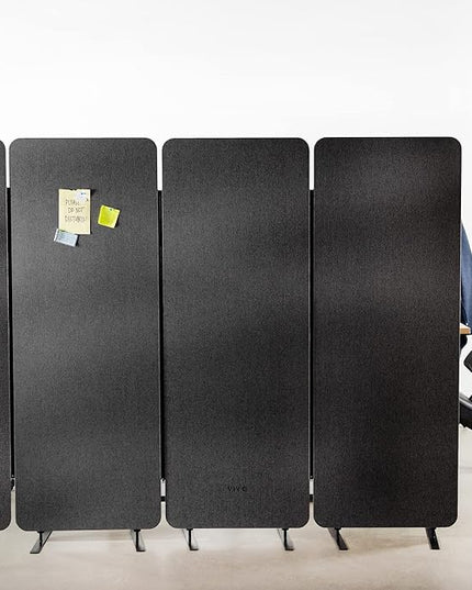 VIVO Freestanding 24 x 66 inch Privacy Panel, Cubicle Divider, Acoustic Wall Partition, Single 24 inch Panel with 2-Sided Zipper Attachment System, Dark Gray, PP-1-T024D