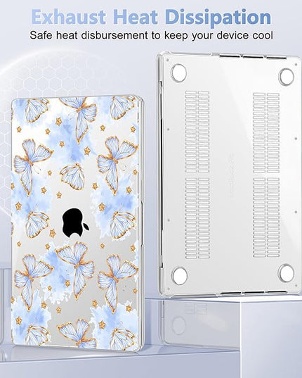 May Chen Case for MacBook Pro 14 inch, Models A2442 A2779 A2918 A2992 A3401 A3185 A3112 A3434, M1 M2 M3 M4 M5 Chip (2021-2025 Release), Plastic Hard Shell Case with Keyboard Cover, Blue Butterfly
