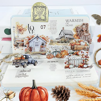 Snycler Pre-Cut Bumper Harvest Themed PET Washi Tapes - Vintage Aesthetic Tape Stickers for Journaling, Scrapbooking, Junk Journals, Crafts, Planners - 4 Rolls