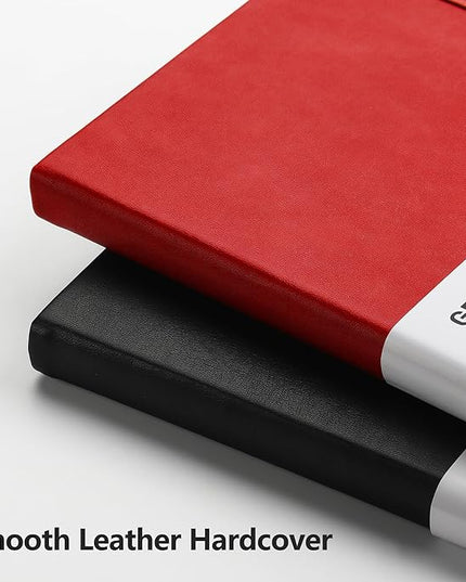 RETTACY Graph Grid Paper Notebook, 192 Pages, A5 Medium Size (5.7'' x 8.3''), 5 Squares per Inch, Leather Hardcover, 100 GSM Thick Paper, for School, Students, Math, Engineering (Red)