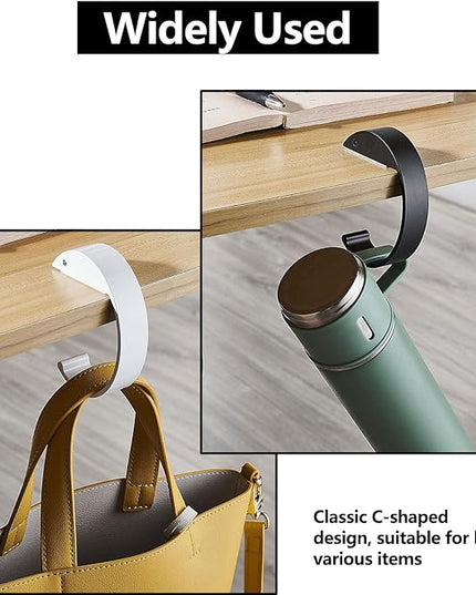 KISOY 2PCS C Shape Purse Hook for Table Handbag Hanger for Desk Heavy Duty Purse Hook Bag Holder Made of high-Strength Alloy Materials Hanger Various Heavy Items Desk Hook (C Shape(2 Black))