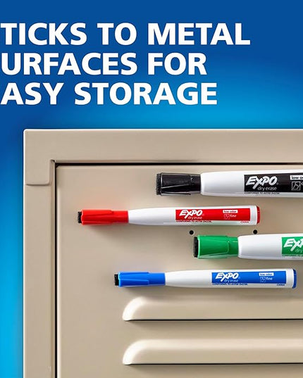 Expo Magnetic Dry Erase Markers with Eraser Fine Tip Black 4 Count