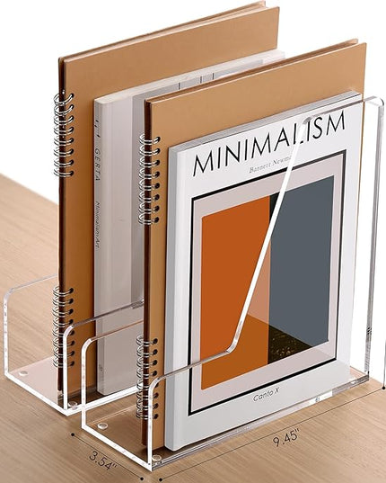 SANRUI 2-Pack Acrylic Magazine File Holder Desk Organizer Magazine Rack, Clear, Vertical File Sorter Holders, 9.45" D x 3.54" W x 10.24" H