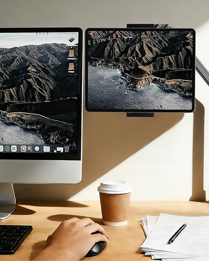 Urmust Tablet Stand for Desk, Adjustable iPad Holder Clamp Mount, 360° Rotation, Sturdy Aluminum Tablet Arm Mount for 4.7"-15.6" iPad Pro/Air/Mini, iPhone, Galaxy Tab, for Kitchen, Work, Video Call