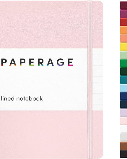 PAPERAGE Lined Journal Notebook, (Blush), 160 Pages, Medium 5.6 in x 8 in - 100 GSM Thick Paper – Hardcover Journaling Notebook for Work, School & Note Taking