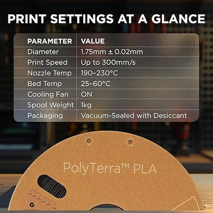 Polymaker Matte PLA for Production 1.75mm 2.5kg Black, 1.75mm 3D Printer PLA Filament 2.5kg, Cost Effective Large Spool for Heavy 3D Printing Users