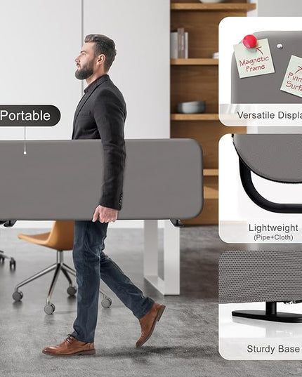 DECOLAB Desk Dividers, Standing Table Divider Panel Partition for Home, Office, Student, Classroom, Countertop, Freee Standing, Anti Scratch, 48"x18", Sterling
