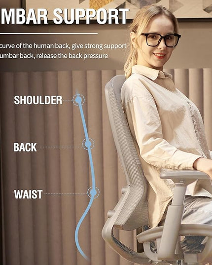ELABEST T96 Mesh Office Chair,Ergonomic Computer Desk Chair,Sturdy Task Chair- Adjustable Lumbar Support & Armrests,Tilt Function,Comfort Wide Seat,Swivel Home Office Chair
