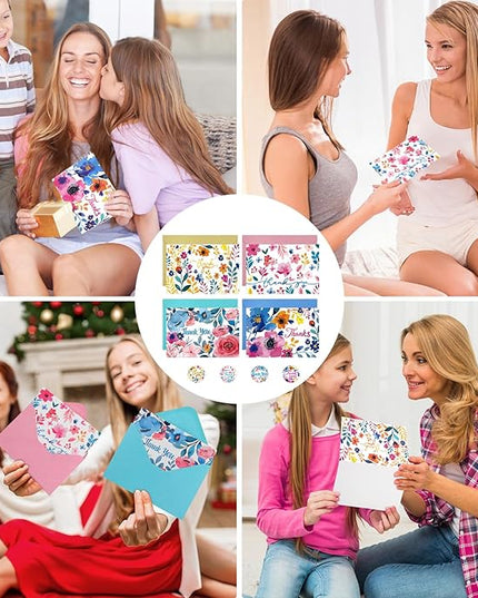 Thboxes 36 Pack Thank You Cards with Envelopes, 4x6 Inch Thank You Cards with Envelopes & Stickers, Greeting Card for Birthday, Wedding, Baby Shower, Bridal Shower, Thanksgiving, Christmas