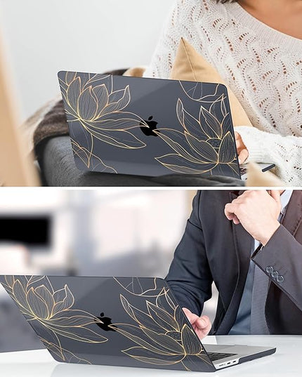 DONGKE for M4 MacBook Air 13.6 Inch Case 2025 2024 2023 2022 Model A3240 A3113 A2681 M3 M2 Chip, Plastic Hard Shell Case Cover with Touch ID for MacBook Air 13 Inch M4 - Lotus