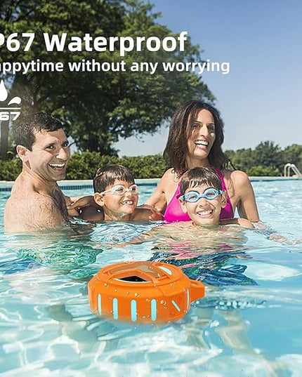 EBODA Bluetooth Shower Speaker, IPX7 Waterproof Portable Wireless Small Mini Speakers, Floating, 2000 mAh with RGB Light for Pool, Beach, Boat, Kayak Accessories, Gifts for Men and women -Orange