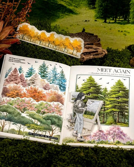 AuriicLeaf Tree Washi Stickers Set, 120PCS Nature-Inspired Forest Stickers for Scrapbooking, Journaling, DIY Crafts, and Art Supplies