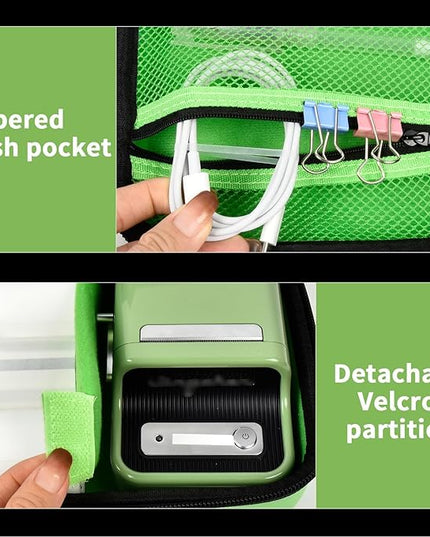 ALKOO Case Compatible with NIIMBOT B21 / B1 Label Maker Wireless Thermal Label Printer, Holder for Inkless Label Maker & Labeling Tapes Refills, with Mesh Pocket for Cable Accessories (Green)
