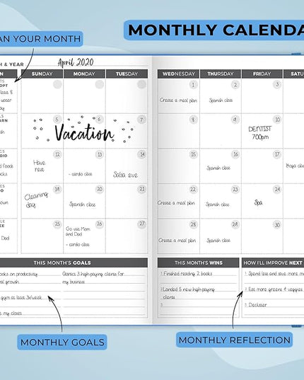 Clever Fox Planner – Undated Weekly & Monthly Planner for Productivity, Time Management & Goals – Organizer Journal – A5 (Sky Blue)