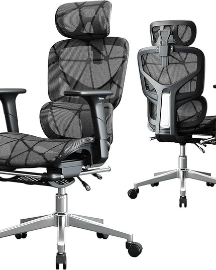 Office Chair with 3D Adjustable Lumbar Support,Ergonomic Computer Chair,Adjustable Headrest and Armrests, 400lbs Capacity,Tilt-Swivel,Premium Mesh Desk Chair for Office,Home & Gaming (Black)