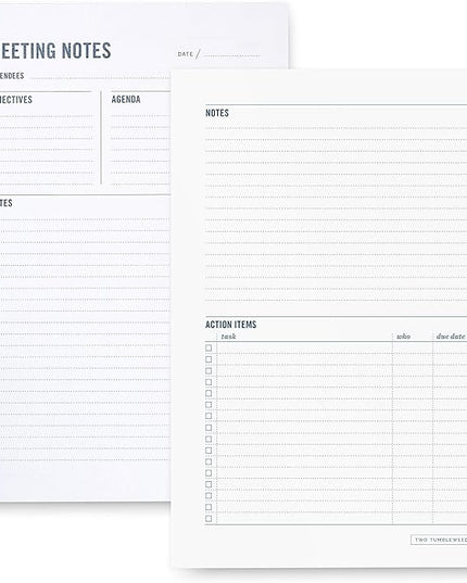 Meeting Notes Notepad - 6x9" - Double Sided Planning Pad - Objectives, Notes, Action Items & Follow-Ups - Undated Meeting Agenda - 50 Double-Sided Sheets