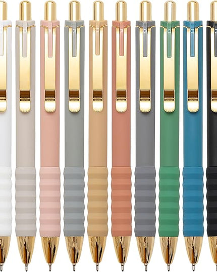 Aisibeiger Ballpoint Pens Black Ink Ball Point Pen with Super Soft Grip Medium Point 1.0mm Office Pens (Gold 12-count)